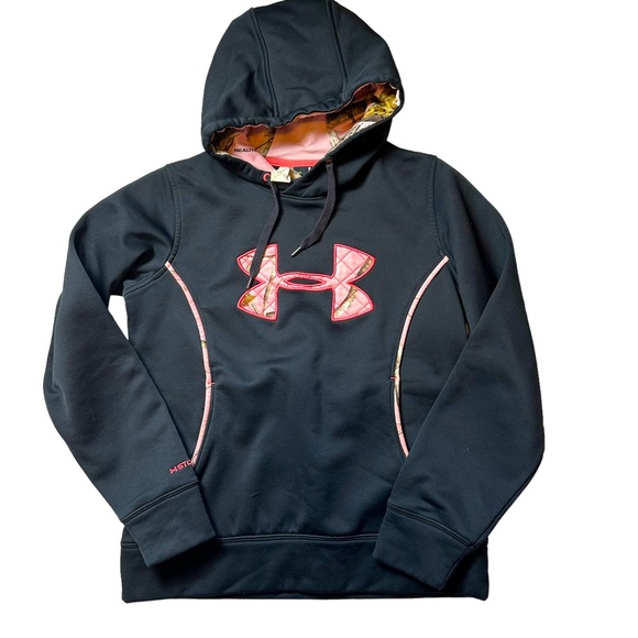 Under Armour Tops - Under Armour Storm 1 Women’s Pullover Hoodie Realtree Pink Camo Black Size Small